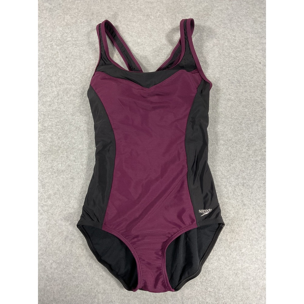 Speedo Womens One Piece Swimsuit Size M Ribbed Racerback Athletic 2950